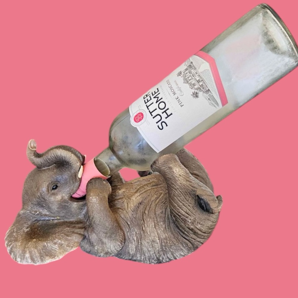 Baby Elephant Wine Bottle Holder Africa Safari Liquor Bar Restaurant Decor Party